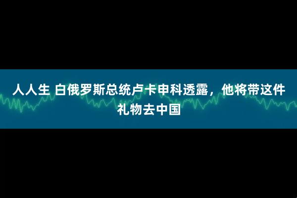 人人生 白俄罗斯总统卢卡申科透露，他将带这件礼物去中国